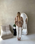 Abia Mocha Zig Zag Multicoloured Tie Back Summer Top