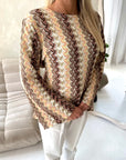 Abia Mocha Zig Zag Multicoloured Tie Back Summer Top