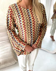 Abia Wine Zig Zag Multicoloured Tie Back Summer Top