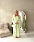 Pari Mint Linen Gold Buckle Tie Back Summer Dress