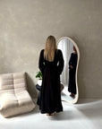 Pari Black Linen Gold Buckle Tie Back Summer Dress