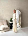 Pari Cream Linen Gold Buckle Tie Back Summer Dress