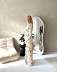 Azura Mocha Linen Floral Print Tie Back Summer Dress
