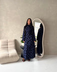 Catira Navy Floral Velvet Tie Back Dress