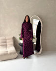 Catira Plum Floral Velvet Tie Back Dress