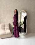 Catira Plum Floral Velvet Tie Back Dress