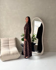 Catira Brown Floral Velvet Tie Back Dress