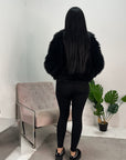 Tela Black Extreme Fur Collar Soft Jacket