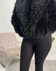 Tela Black Extreme Fur Collar Soft Jacket