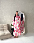 Geri Pink Linen Floral Summer Modest Dress