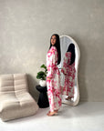 Geri Pink Linen Floral Summer Modest Dress