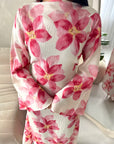Geri Pink Linen Floral Summer Modest Dress