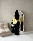 Mila Yellow Mesh Floral Embroidered Tie Back Asymmetrical Top