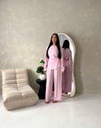 Miray Pink Ring Buckle Linen Trouser Co Ord Set