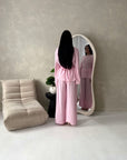 Miray Pink Ring Buckle Linen Trouser Co Ord Set