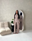 Miray Mocha Ring Buckle Linen Trouser Co Ord Set