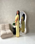 Eisi Yellow V Neck Wrap Printed Tie Trouser Co Ord Set