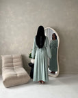Abi Mint Linen Lace Detail Summer Dress