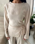 Miray Beige Ring Buckle Linen Trouser Co Ord Set