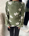 Daniyah Khaki Floral Embroidery Summer Top