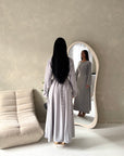 Noor Grey Plain A Line Tie Back Smock Dress