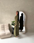 Noor Khaki Plain A Line Tie Back Smock Dress