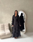 Roya Black Diamante Detail Modest Kaftan Dress