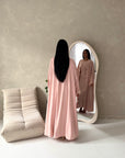 Amara Pink Lace Detail Two Peice Co Ord Abaya Set
