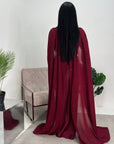 Kezia Wine Satin Diamante Cape Modest Dress