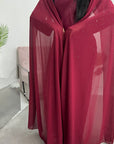 Kezia Wine Satin Diamante Cape Modest Dress