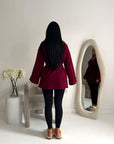Tamara Wine Wrap Belted Short Coat