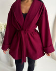 Tamara Wine Wrap Belted Short Coat