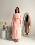 Sherin Pink Pearl Detail Modest Dress