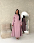 Marnia Pink A Line Tie Back Side Gather Dress