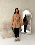 Tamara Camel Wrap Belted Short Coat