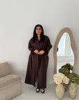 Mona Brown Fur Sleeve Belted Coat