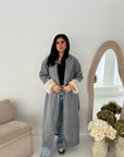 Mona Grey Fur Sleeve Belted Coat