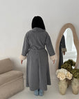 Mona Grey Fur Sleeve Belted Coat