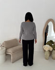 Kisa Grey Gold Button Knitted Cardigan
