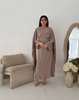 Sherin Mocha Pearl Detail Modest Dress