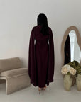 Sherin Plum Pearl Detail Modest Dress