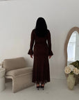Aria Brown Lace Turtle Neck Lined Dress