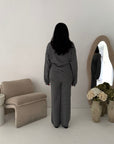 Harper Grey Plain Knitted Wrap Trouser Co Ord