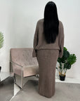 Ivy Mocha Knitted Skirt Two Piece Set