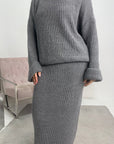 Ivy Grey Knitted Skirt Two Piece Set