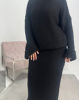 Ivy Black Knitted Skirt Two Piece Set