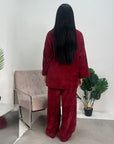 Lia Wine Ribbed Velvet Soft Premium Co ord