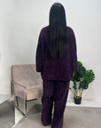 Lia Purple Ribbed Velvet Soft Premium Co ord