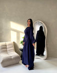 Zayna Navy Shimmer Tie Kaftan Dress