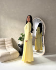 Raia Yellow Pearl Detail Modest Skirt Co Ord
